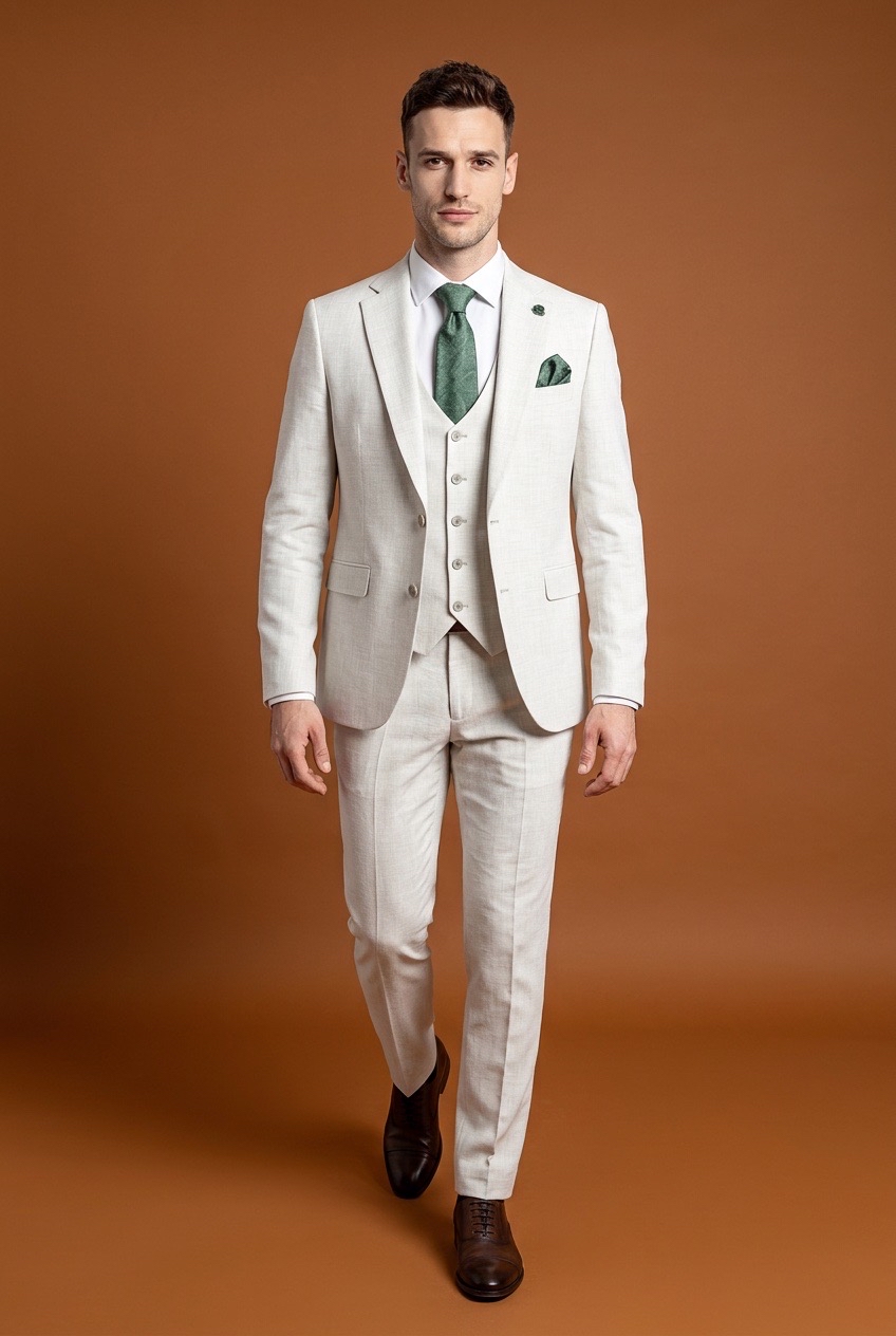 Мъжки Спортно - Елегантен Сиво-бял Костюм от 3 Части "Modern Grey-White" - Image 3
